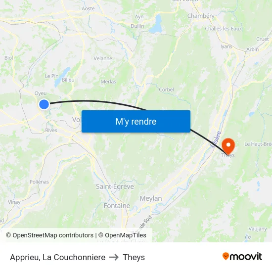 Apprieu, La Couchonniere to Theys map