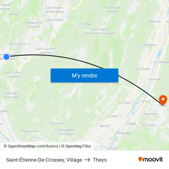 Saint-Étienne-De-Crossey, Village to Theys map