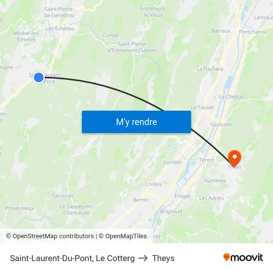 Saint-Laurent-Du-Pont, Le Cotterg to Theys map