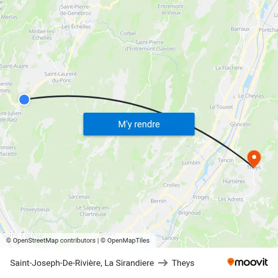 Saint-Joseph-De-Rivière, La Sirandiere to Theys map