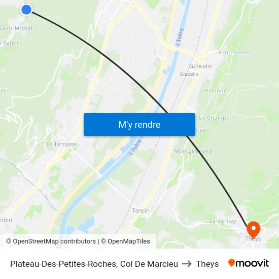 Plateau-Des-Petites-Roches, Col De Marcieu to Theys map
