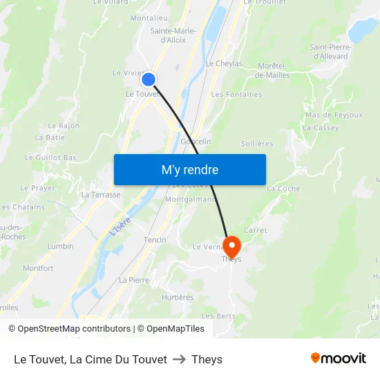 Le Touvet, La Cime Du Touvet to Theys map