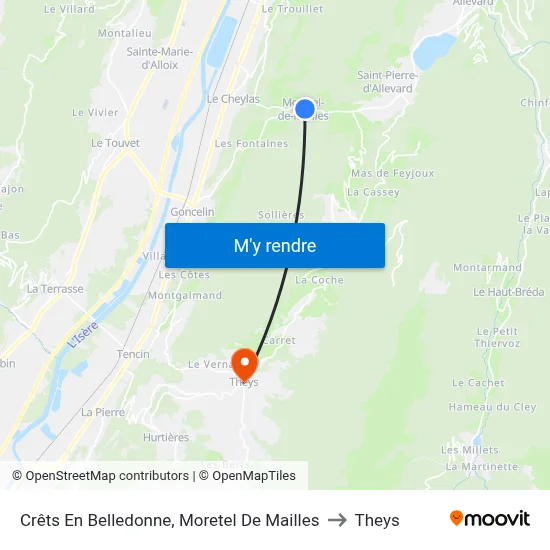 Crêts En Belledonne, Moretel De Mailles to Theys map