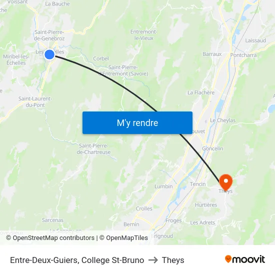 Entre-Deux-Guiers, College St-Bruno to Theys map