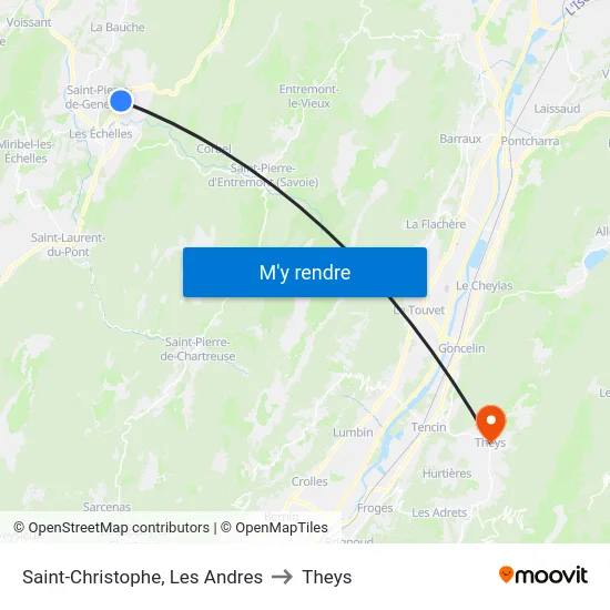 Saint-Christophe, Les Andres to Theys map