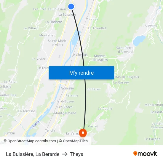La Buissière, La Berarde to Theys map