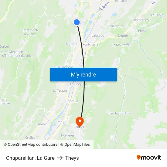 Chapareillan, La Gare to Theys map