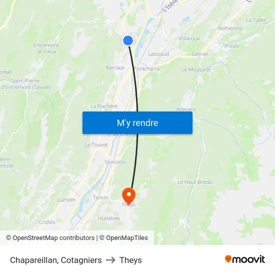 Chapareillan, Cotagniers to Theys map