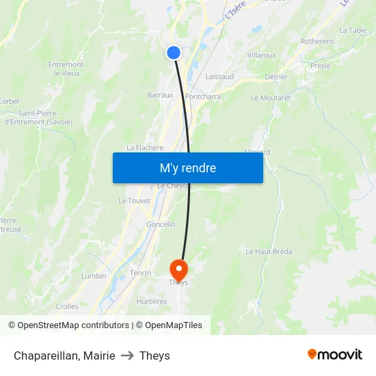 Chapareillan, Mairie to Theys map