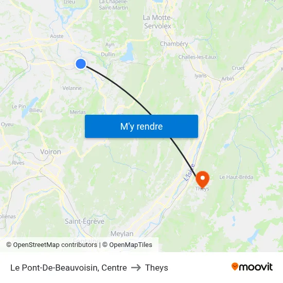 Le Pont-De-Beauvoisin, Centre to Theys map