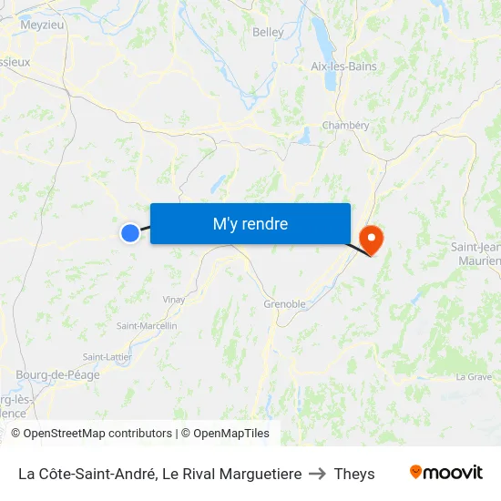 La Côte-Saint-André, Le Rival Marguetiere to Theys map