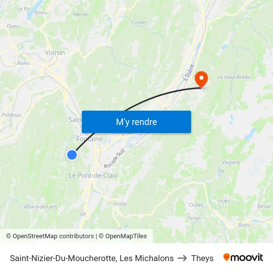 Saint-Nizier-Du-Moucherotte, Les Michalons to Theys map