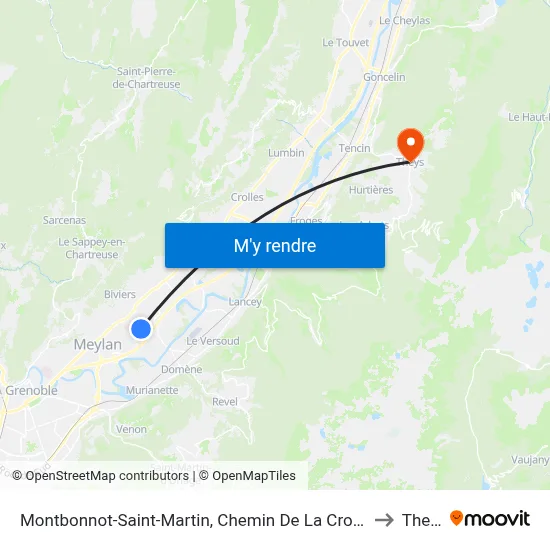 Montbonnot-Saint-Martin, Chemin De La Croix Verte to Theys map