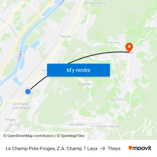Le Champ-Près-Froges, Z.A. Champ 7 Laux to Theys map