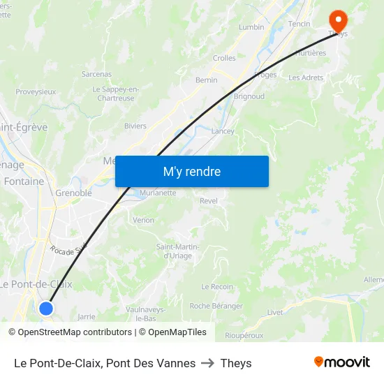 Le Pont-De-Claix, Pont Des Vannes to Theys map