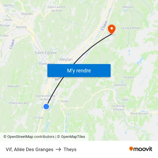 Vif, Allée Des Granges to Theys map