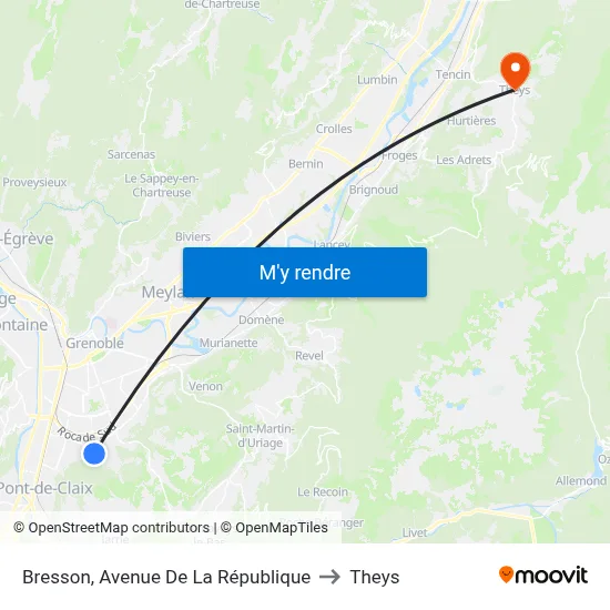 Bresson, Avenue De La République to Theys map