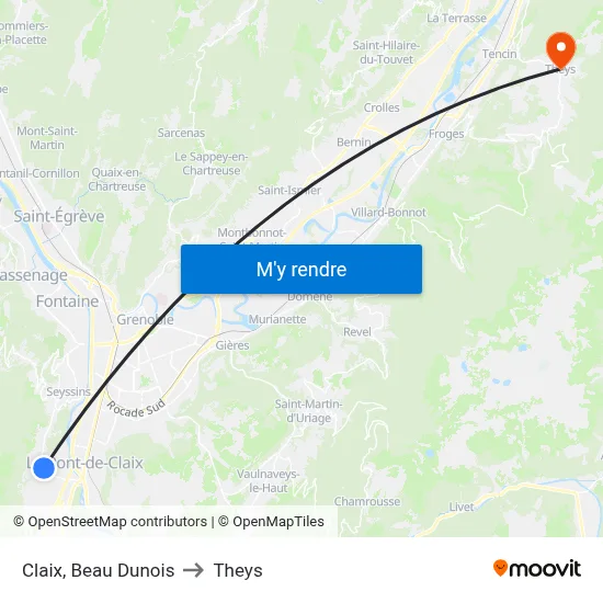 Claix, Beau Dunois to Theys map