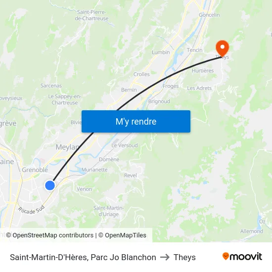 Saint-Martin-D'Hères, Parc Jo Blanchon to Theys map
