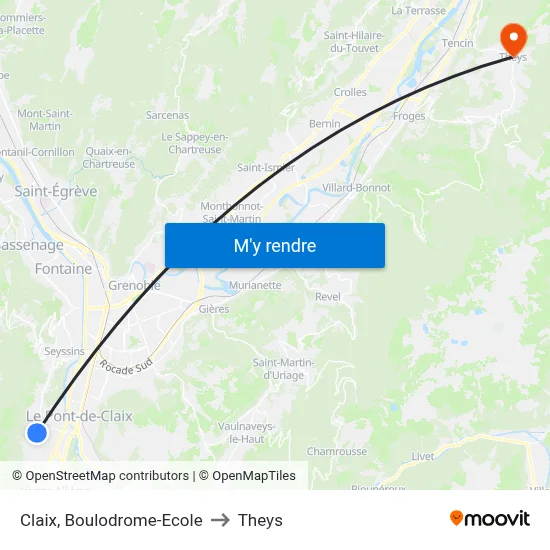 Claix, Boulodrome-Ecole to Theys map
