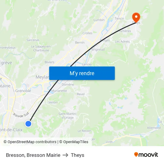 Bresson, Bresson Mairie to Theys map