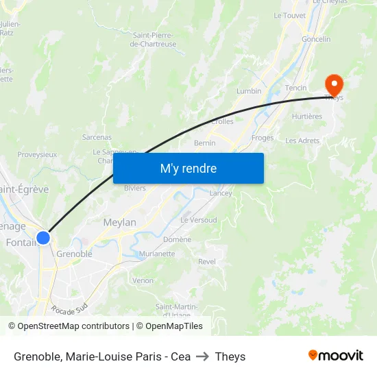 Grenoble, Marie-Louise Paris - Cea to Theys map