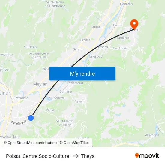 Poisat, Centre Socio-Culturel to Theys map