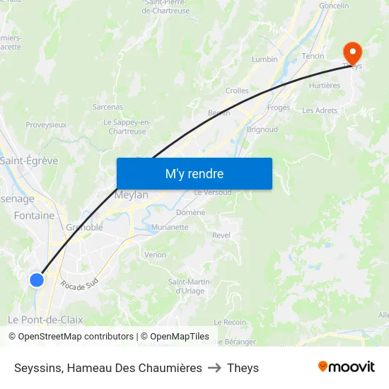 Seyssins, Hameau Des Chaumières to Theys map