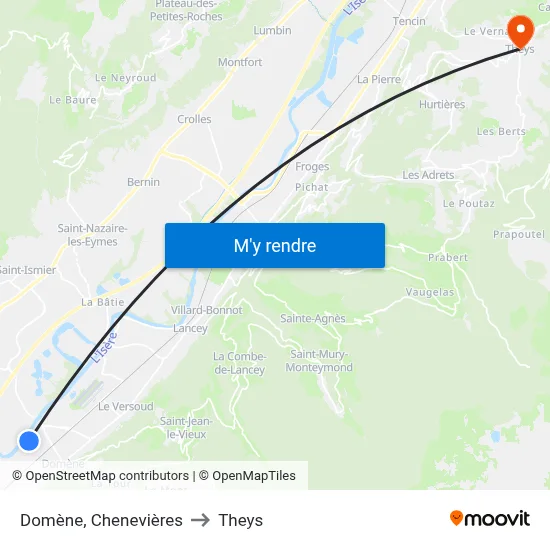 Domène, Chenevières to Theys map
