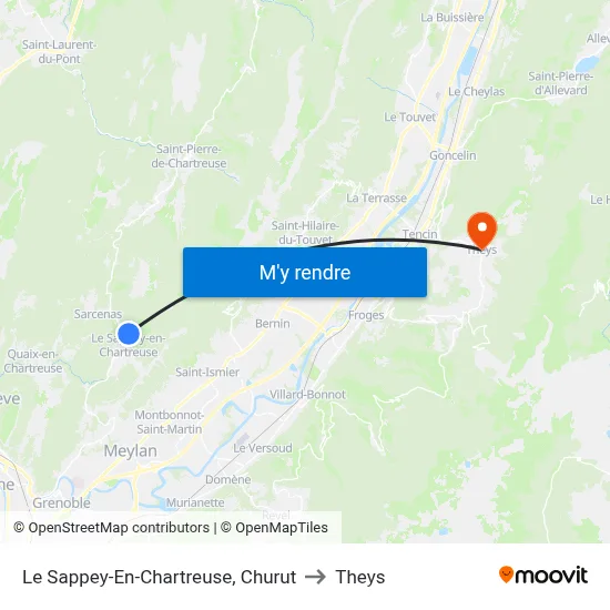 Le Sappey-En-Chartreuse, Churut to Theys map