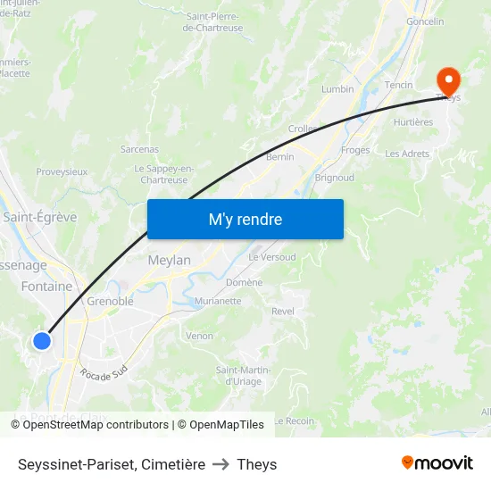 Seyssinet-Pariset, Cimetière to Theys map