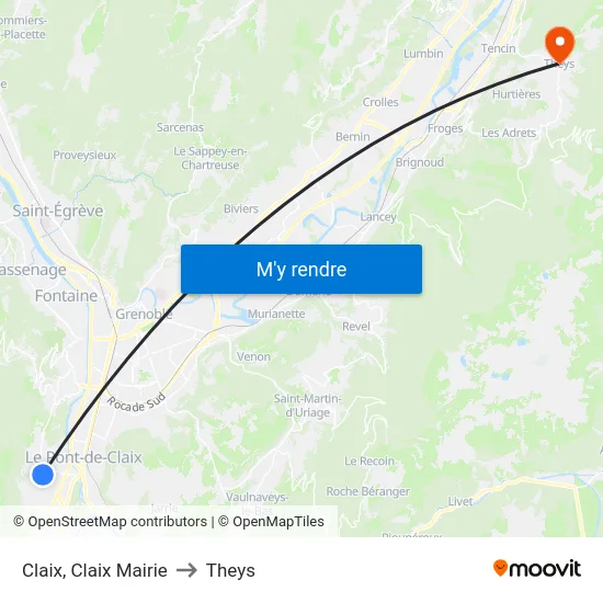 Claix, Claix Mairie to Theys map