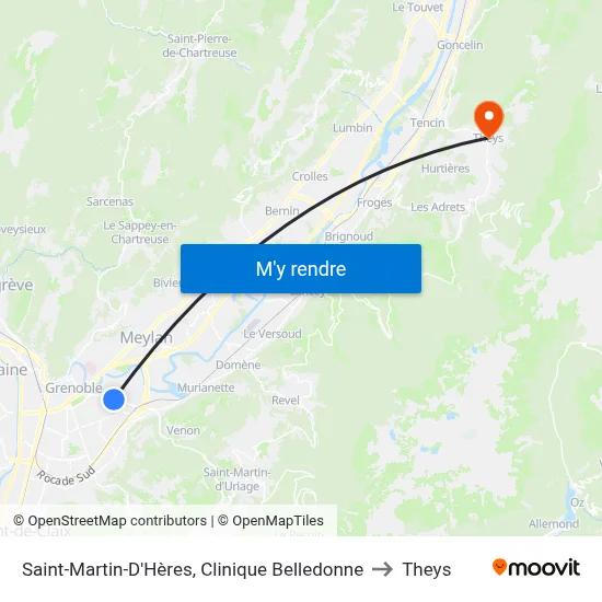 Saint-Martin-D'Hères, Clinique Belledonne to Theys map