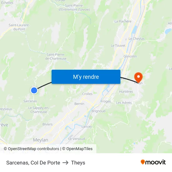 Sarcenas, Col De Porte to Theys map