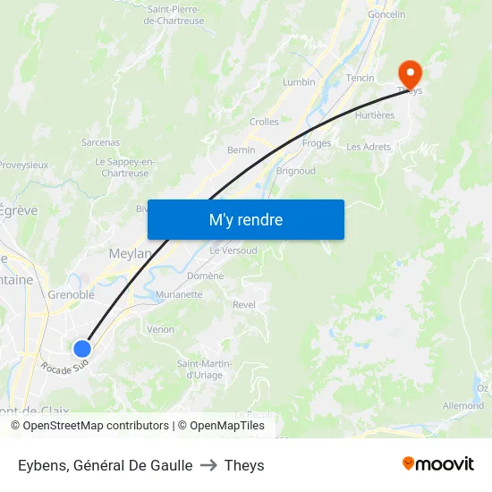 Eybens, Général De Gaulle to Theys map