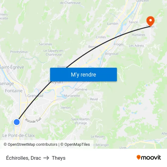 Échirolles, Drac to Theys map