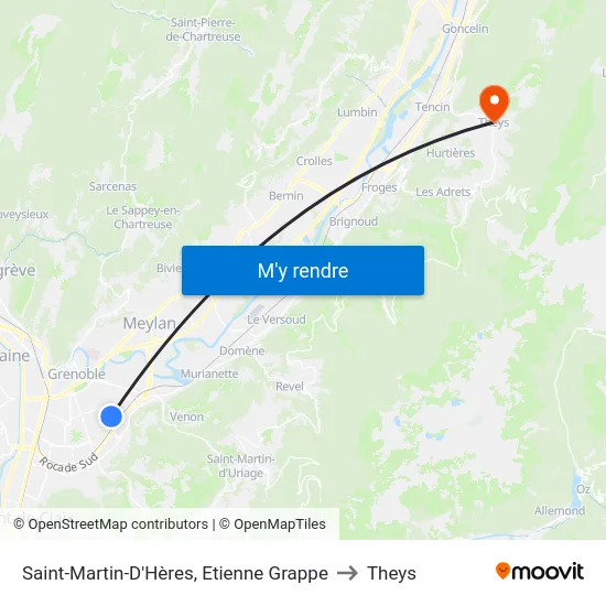 Saint-Martin-D'Hères, Etienne Grappe to Theys map