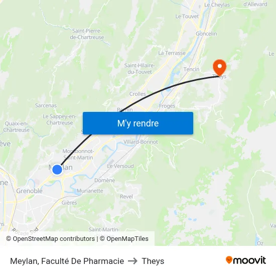 Meylan, Faculté De Pharmacie to Theys map