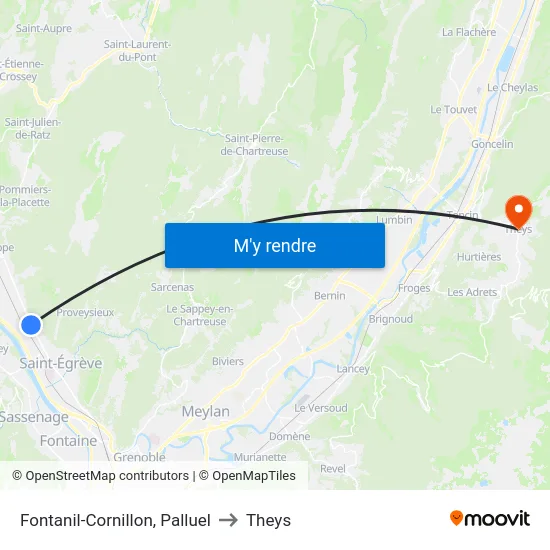 Fontanil-Cornillon, Palluel to Theys map