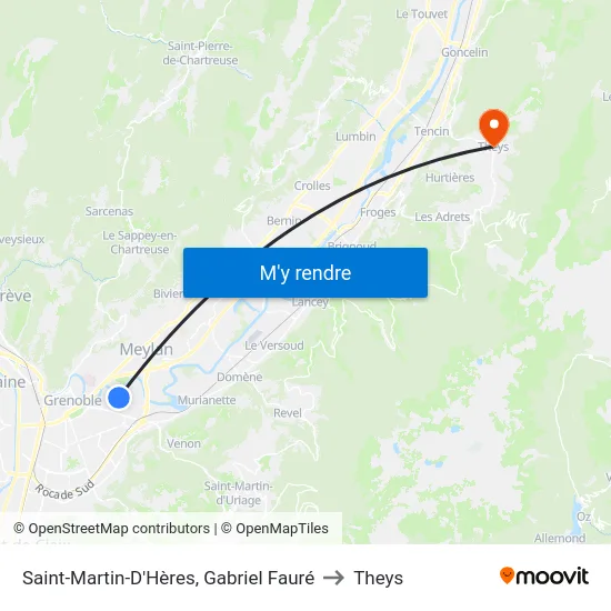 Saint-Martin-D'Hères, Gabriel Fauré to Theys map