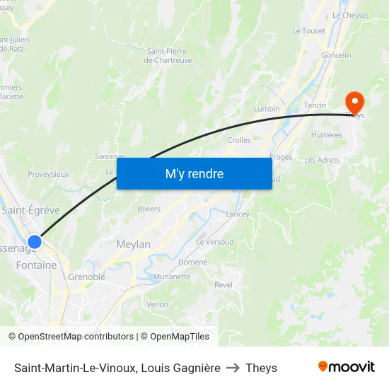 Saint-Martin-Le-Vinoux, Louis Gagnière to Theys map