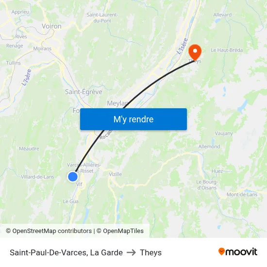 Saint-Paul-De-Varces, La Garde to Theys map