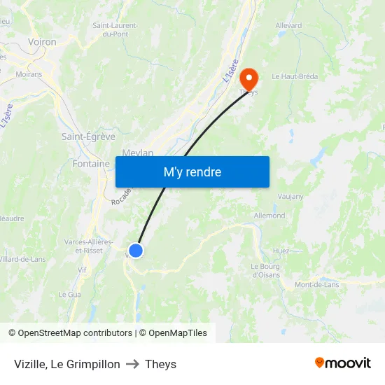 Vizille, Le Grimpillon to Theys map