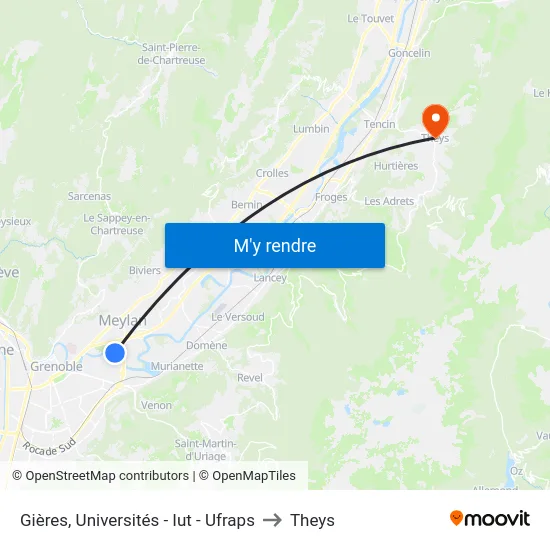 Gières, Universités - Iut - Ufraps to Theys map
