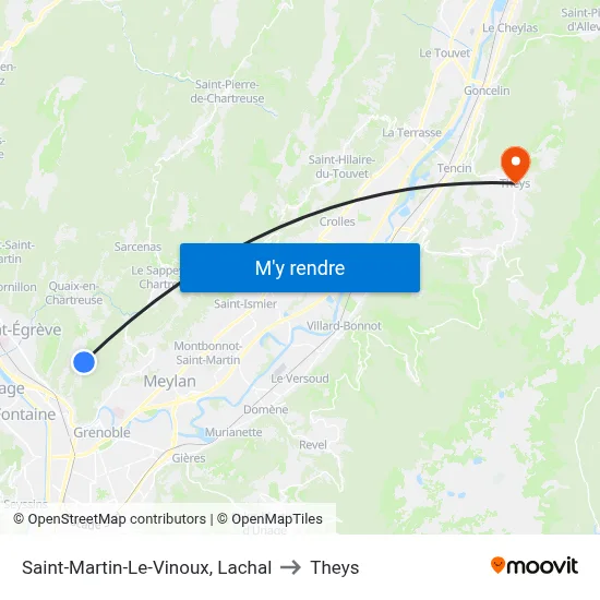 Saint-Martin-Le-Vinoux, Lachal to Theys map