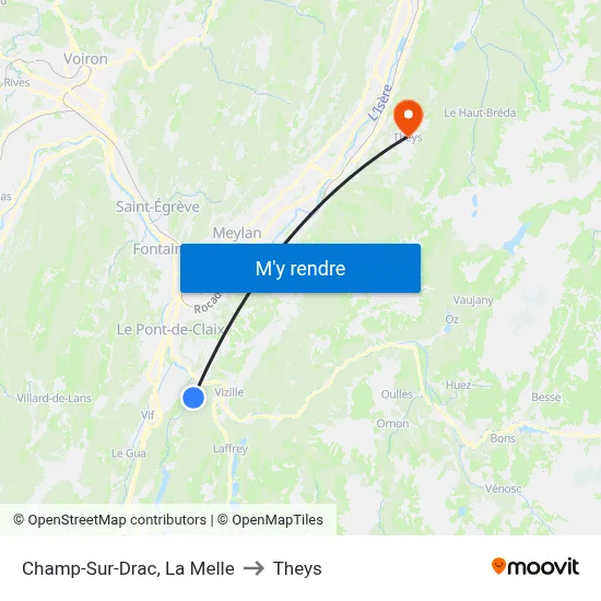 Champ-Sur-Drac, La Melle to Theys map