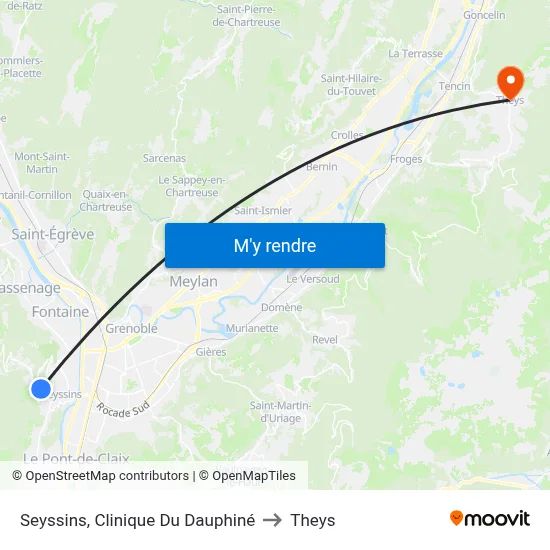 Seyssins, Clinique Du Dauphiné to Theys map