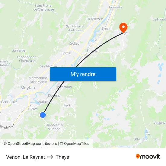 Venon, Le Reynet to Theys map