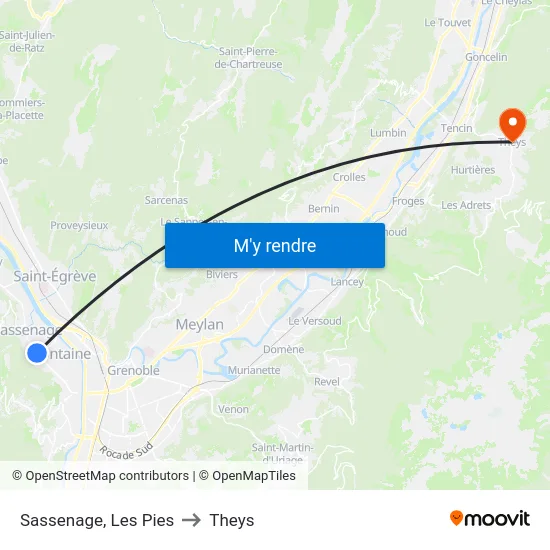 Sassenage, Les Pies to Theys map