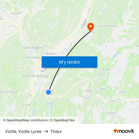 Vizille, Vizille Lycée to Theys map